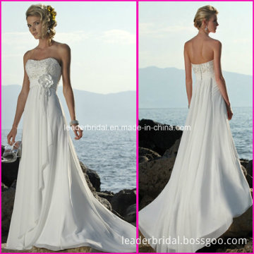 Chiffon Beach Bridal Jeweled Corset Maternity Wedding Gowns A43